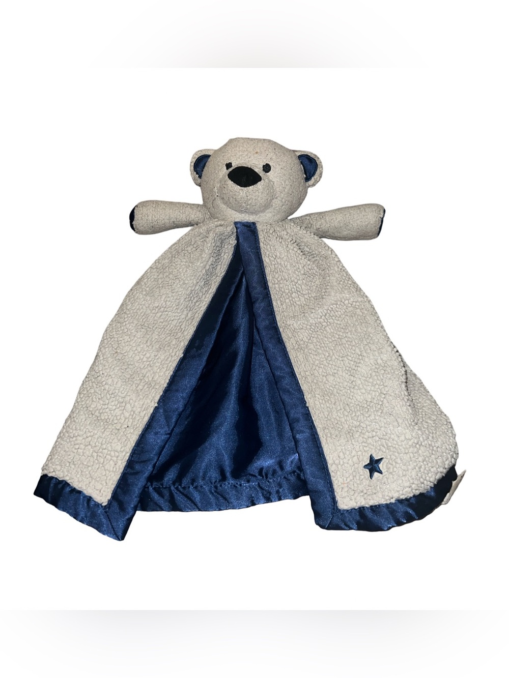 Scentsy Boo the Bear Blankie Buddy Gray Navy Blue Satin Lovey Security Blanket